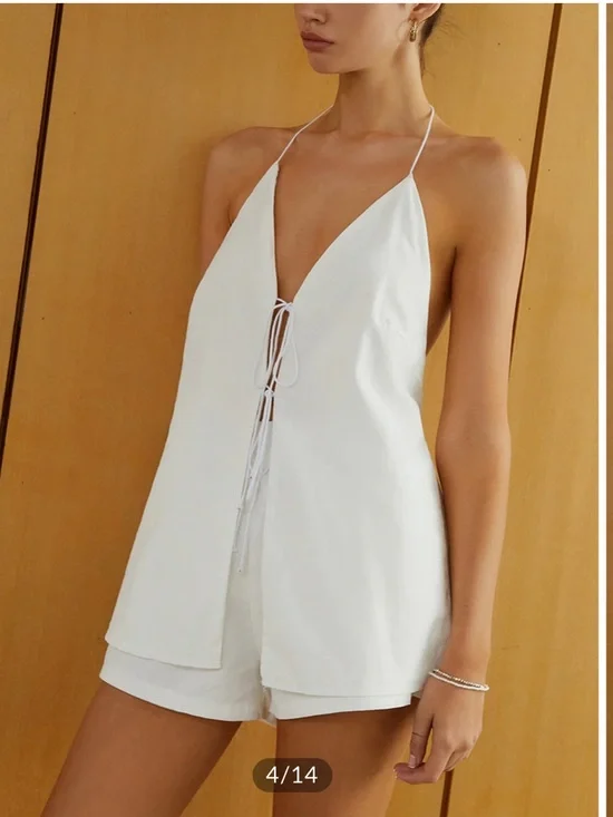 Commense Cotton & Linen Backless Halter Top With Shorts Set NWT XS - Picture 1 of 5